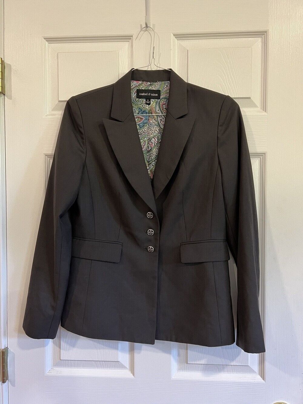 Isabel & Nina Classy 3 Button Blazer Jacket Size 8 Black Long Sleeve
